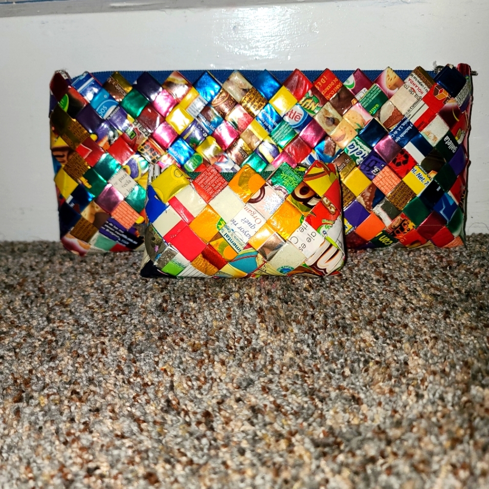 Vintage candy wrapper made clutch and coin purse